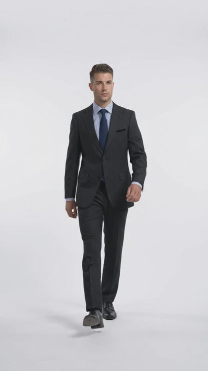 Men’s Black Linen Summer Suit – Big & Tall Beach Wedding 2-Piece Suit