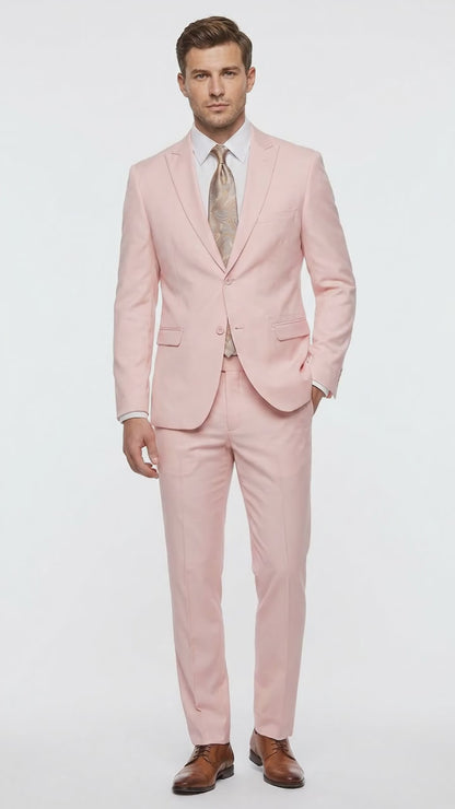 Men’s Light Pink 2 Piece Suit, Formal Dress Suit for Weddings, Prom, Parties, Summer Events Slim Fitted By Vitali