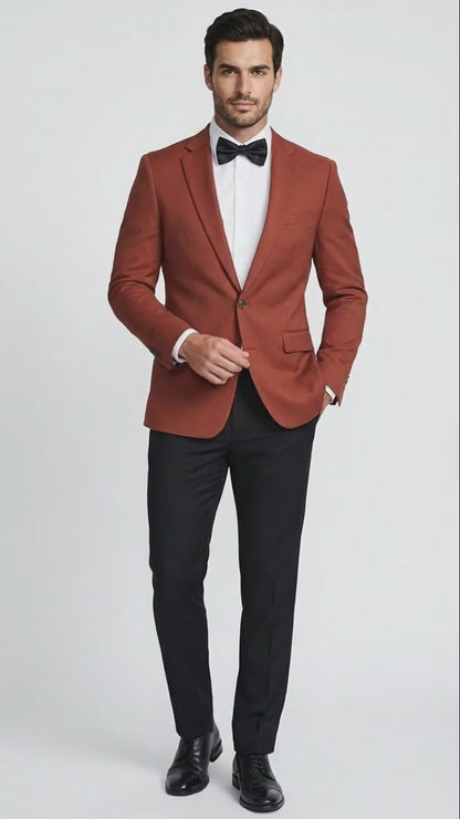 Mens Brick Copper Rust Color  Blazer  Slim Fit Formal and Party Wear Jacket in Burnt Orange Sport Coat