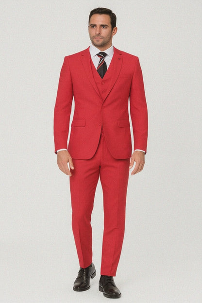 Extra Slim Fit Suit Mens Slim Fit Suit - Fitted Suit - Skinny Suit Red Tapered Fitted European Cut Suit