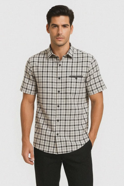 Mens Plaid Walking Suit in black by Dreams by Zacchi  2 Piece Leisure Outfit with Matching Shirt and pant -$99