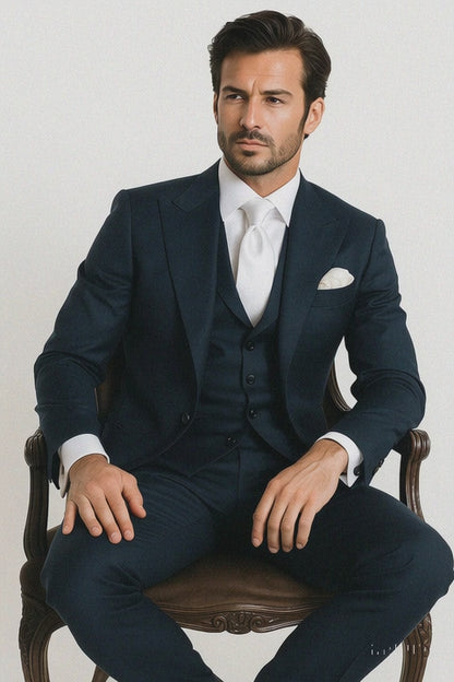 Navy Single Breast Lapel by Rossiman