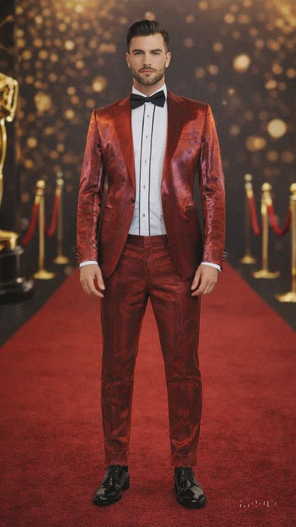 Rossiman Suit - Sateen Suit - Red Shiny Suit