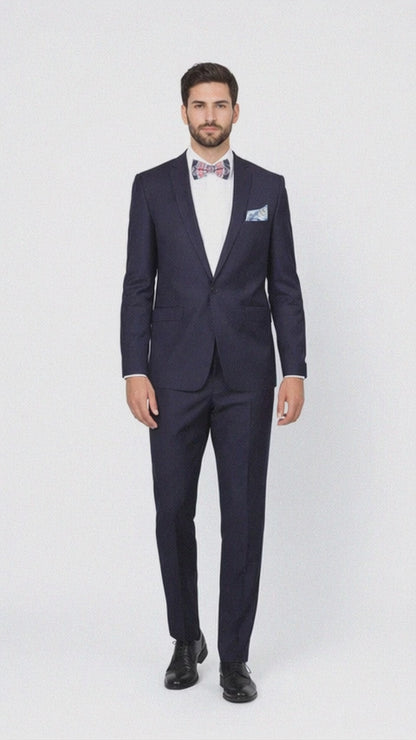 Men's Rossiman Rossi Man Brand Tapered Plum Leg Lower Rise Pants & Get Skinny 1 Button Slim Fit Peak Lapel Suit 100% Wool