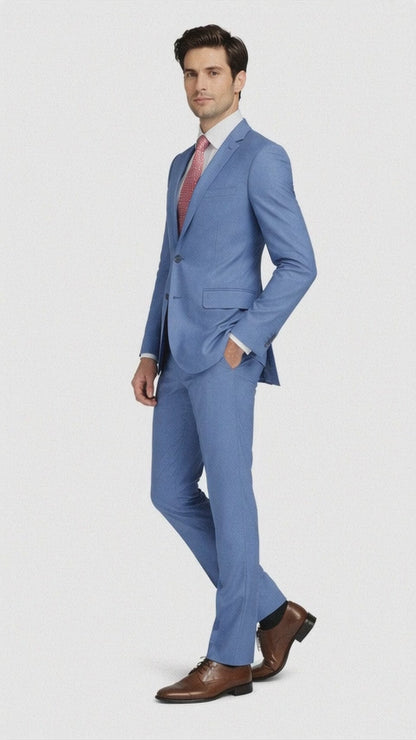 Mens Light Blue Suit Mantoni – Slim Fit Formal Suit for Summer and Weddings