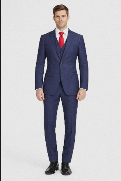 Mens Tiglio Solid Navy Suit – Classic 2 Piece Navy Blue Suit for Wedding, Business & Formal Wear
