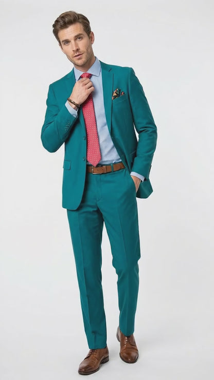 Men’s Teal Green Dark Turquoise Suit – Elegant Formal Suit for Business, Wedding, Party and Modern Style Wear
