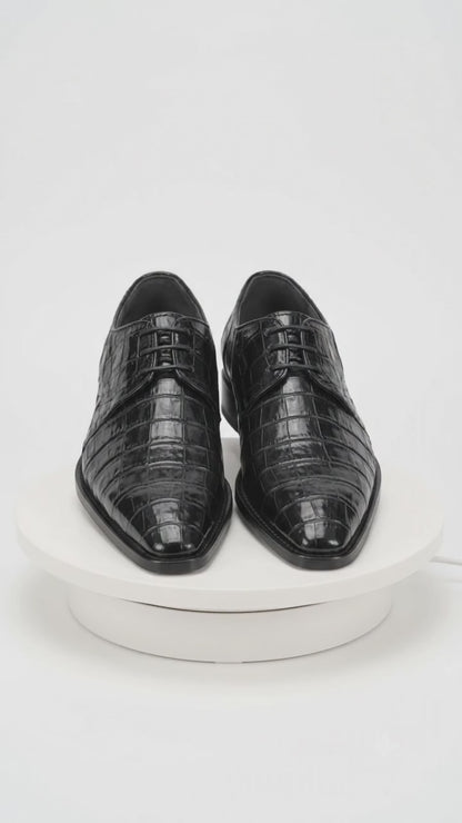 Los Altos Black Genuine All-Over Crocodile Shoe ~ World Best Alligator ~ Gator Skin Belly Shoes
