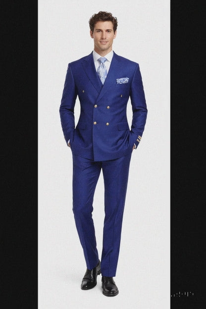 Rossiman Royal Blue Men's Suit Double Breasted Slim Fit