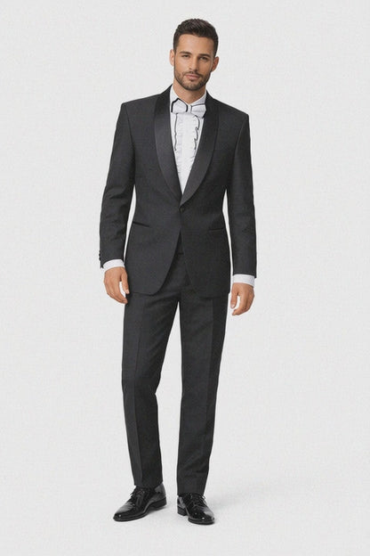 Mens Classic Microfiber Shawl Tuxedo in Black