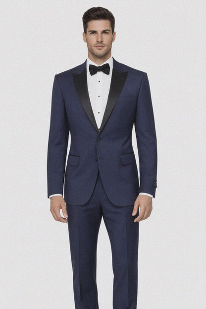 2 Button Designer Peak Tuxedo in Navy Blue