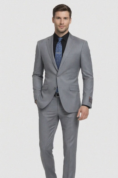 Carlo Lusso Medium Gray Two-button Poly Blend Suit