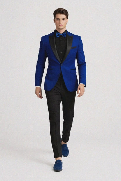 Mens Velvet Shawl Tuxedo Dinner Jacket in Royal Blue