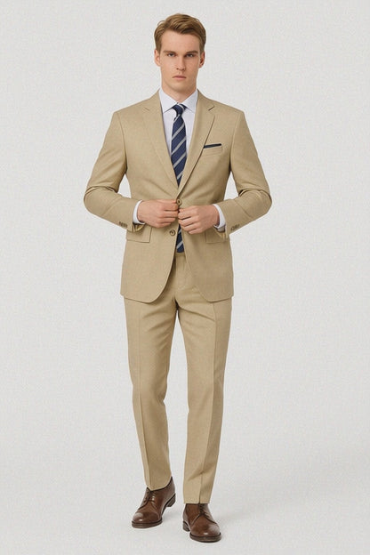 Mens 2 Button Modern Fit Suit Tan