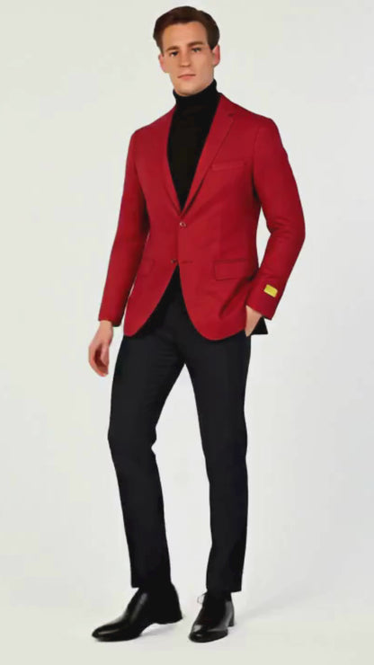 Mens Burgundy Red - Wine  Two-Button Sport Coat  Stylish Blazer for Business, Parties
