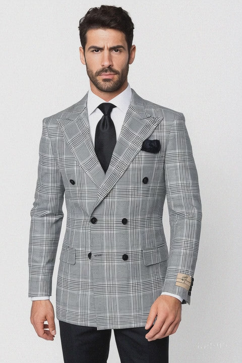 Classic Fit in Black and White Plaid Color by Rossiman