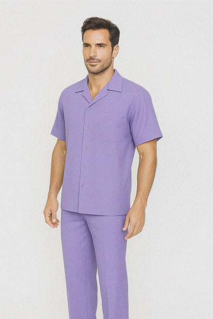Mens Walking Suit in Color purple leisure suit casual Matching Shirt and Pants $99
