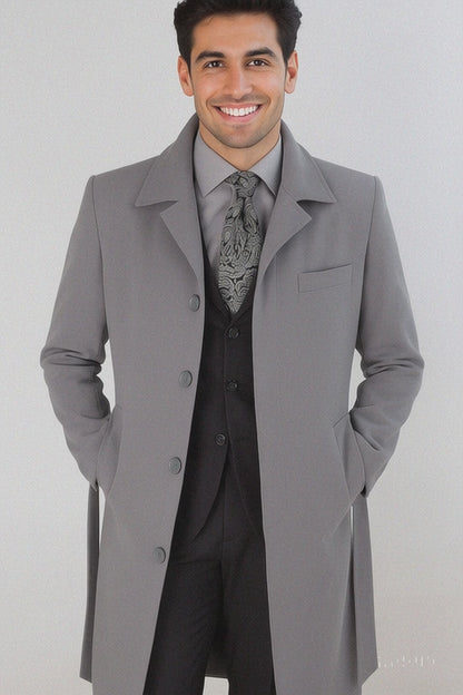 Men's Full Length Overcoat  Classic Winter Long Top Coat