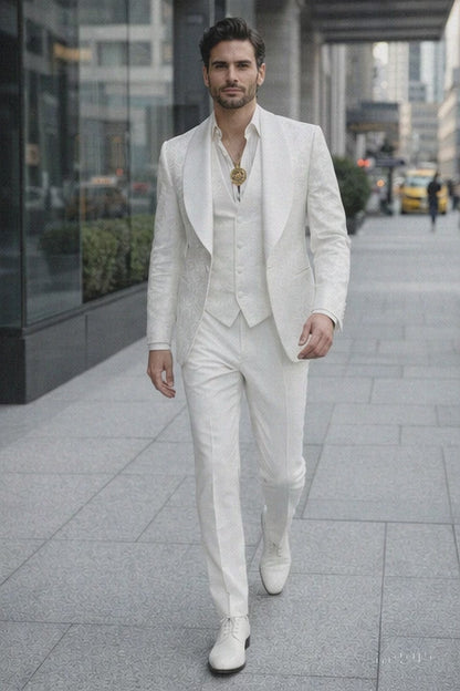 White Luxury Lace 3-Piece Suit