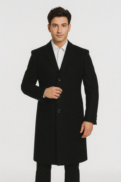 Men's Black Faux Fur Overcoat  Fuzzy Warm Winter Jacket Style