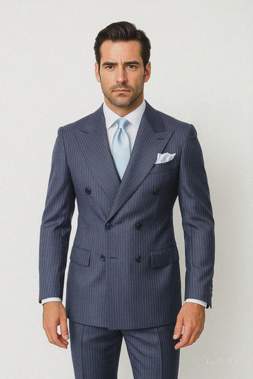 Classic Fit in Navy with White Pinstripe Color by Rossiman
