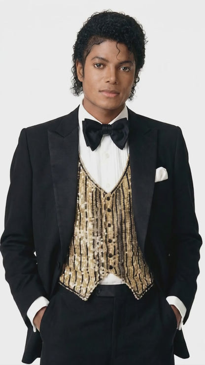 Men’s Black Tuxedo Blazer Michael Jackson Award Ceremony Vintage Jacket – Classic Formal, Elegant Party Dinner Jacket