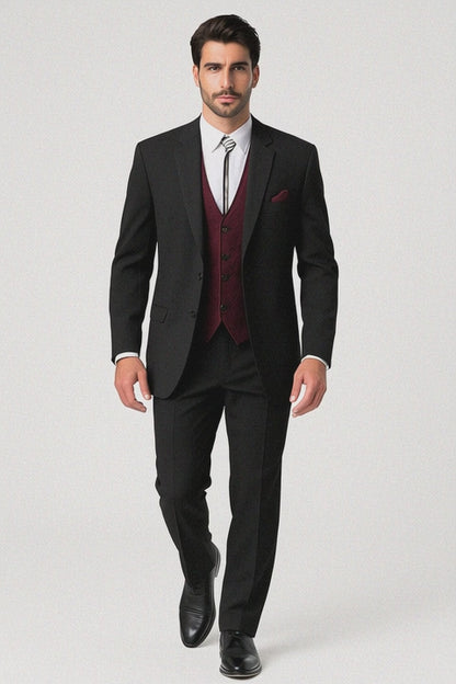 Mens 2 Button Western Cowboy Tuxedo in Black - No Steen Lapel