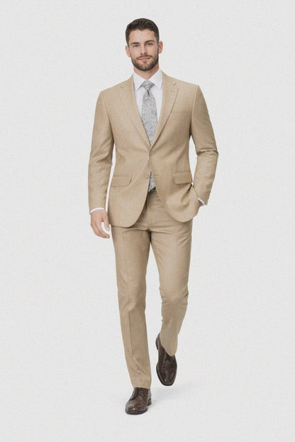 Mens Tiglio Tan Slim Fit Wool Suit – Modern Two-Piece Tailored Suit