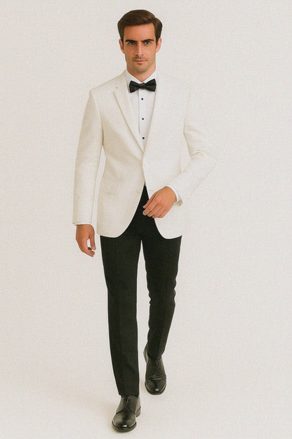 Mens Designer Martin 2 Button Tuxedo in White