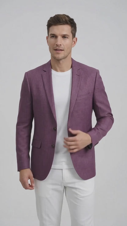 Men’s Berry Mauve Blazer – Classic 2-Button Wedding, Business and Smart-Casual Sport Coat in light purple lavender color