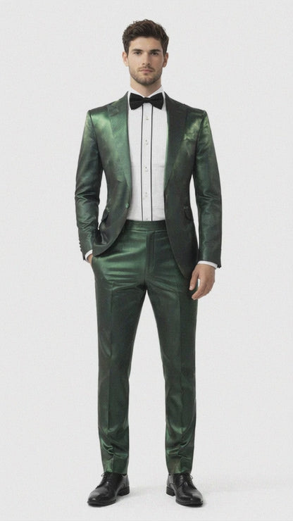 Rossiman Suit - Sateen Suit - Green Shiny Suit