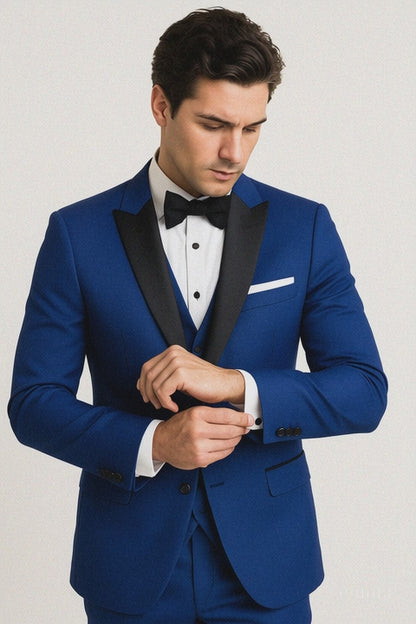 Mens Designer Wainscott Wedding Tuxedo Cobalt Blue