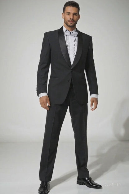 Mens Classic Microfiber Shawl Tuxedo in Black
