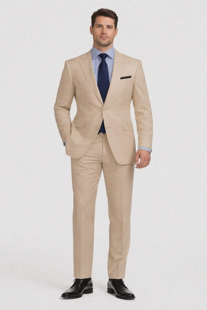 Linen Suit - Mens Summer Suits Tan 2 Button Color - Beach Wedding