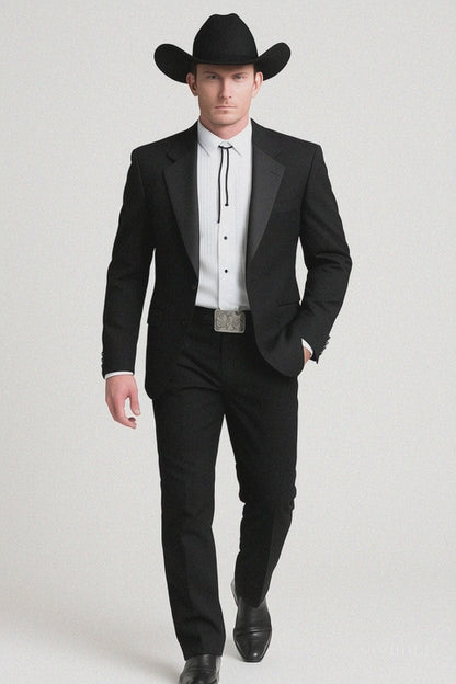 Mens Western Cowboy Tail Tuxedo in Black