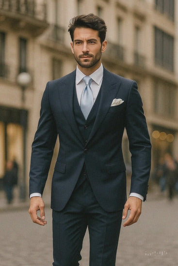 Navy Single Breast Lapel by Rossiman