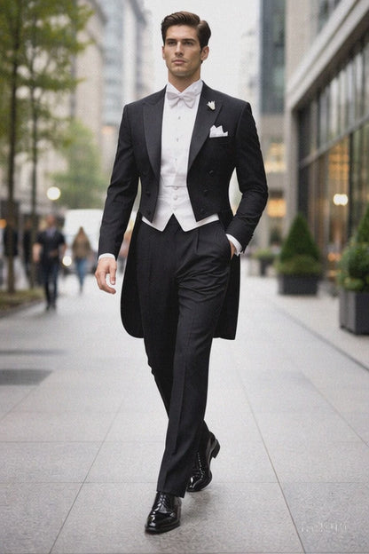 Mens Designer Mardi Gras Long Tail Tuxedo in Black