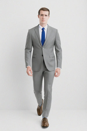 Mens Modern Fit Summer Wedding Suit Light Grey