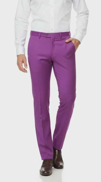 Mens Slim Fit Light Purple Dress Pants  Modern Formal Trousers for Business, Weddings and Parties