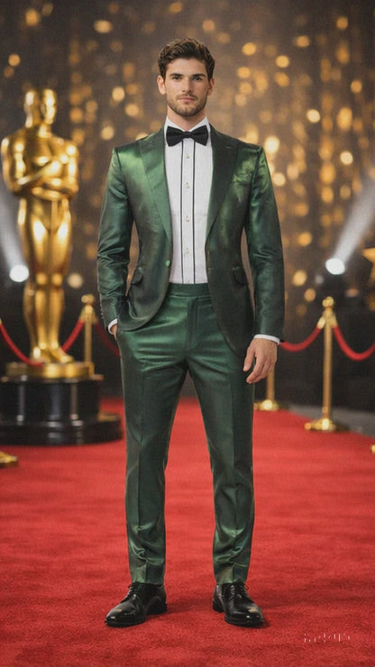Rossiman Suit - Sateen Suit - Green Shiny Suit