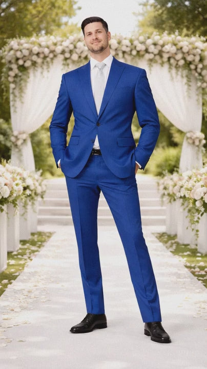Rossiman Suit - Sateen Suit - Royal Blue Shiny Suit