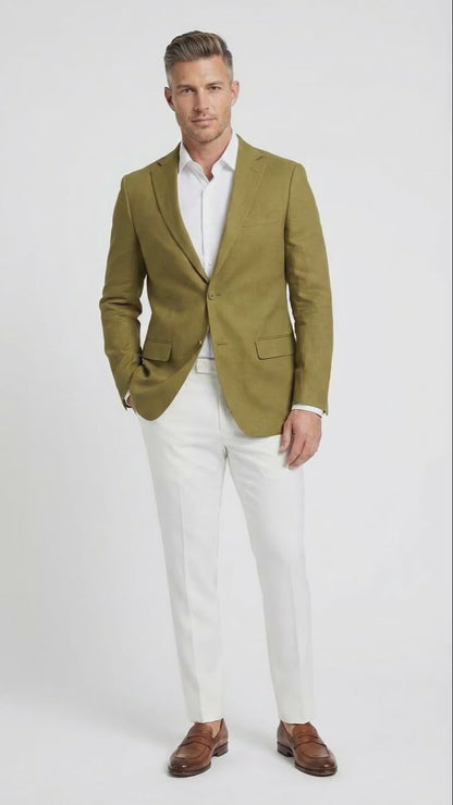 Mens Olive Green Blazer Sport Coat  Linen Fabric Summer in pistachio sage green