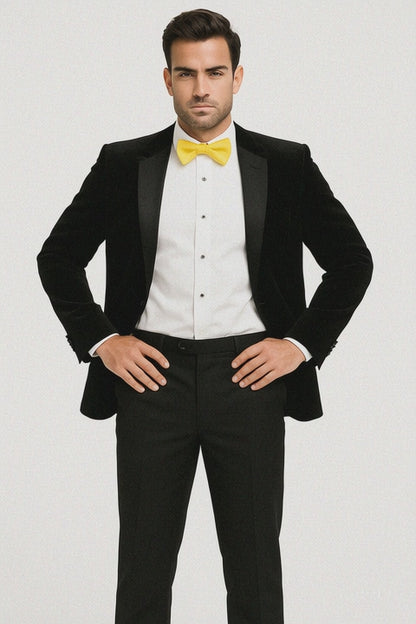 Mens Velvet Notch Tuxedo in Black