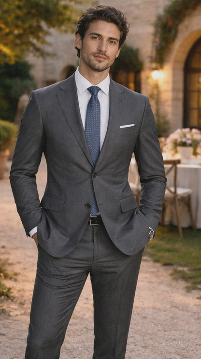 Mens Tiglio Gray Suit – Classic 2 Piece Grey Suit for Wedding, Business and Formal Wear