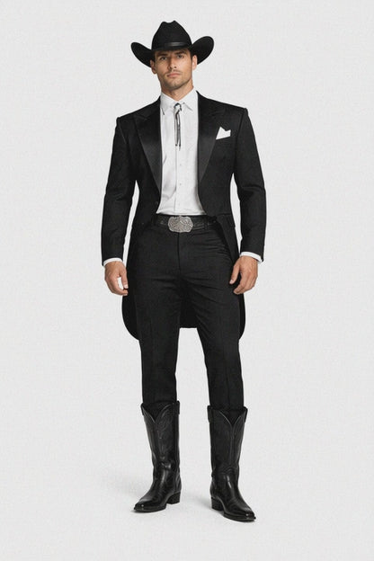 Men's Western Cowboy Tail Tuxedo in Black