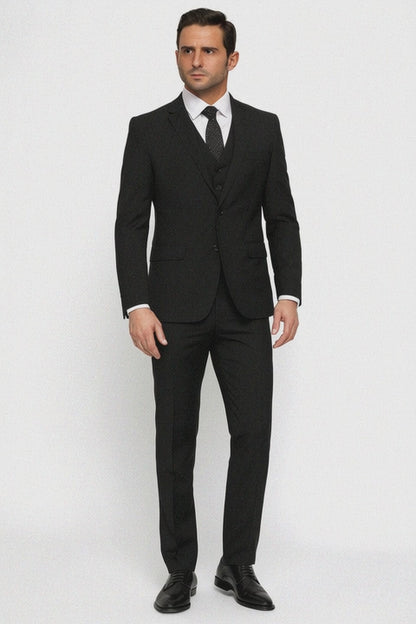 Extra Slim Fit Suit Mens Slim Fit Suit - Fitted Suit - Skinny Suit Black Tapered Fitted European Cut Suit