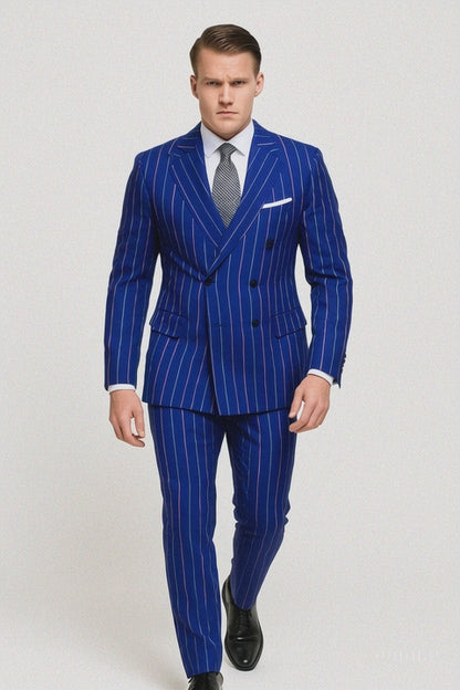 Mens 2 Button Gangster Burgundy/Royal/Purple Suit