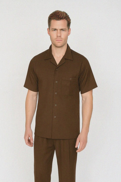 Mens Walking Suit in Color Brown leisure suit casual Matching Shirt and Pants $99