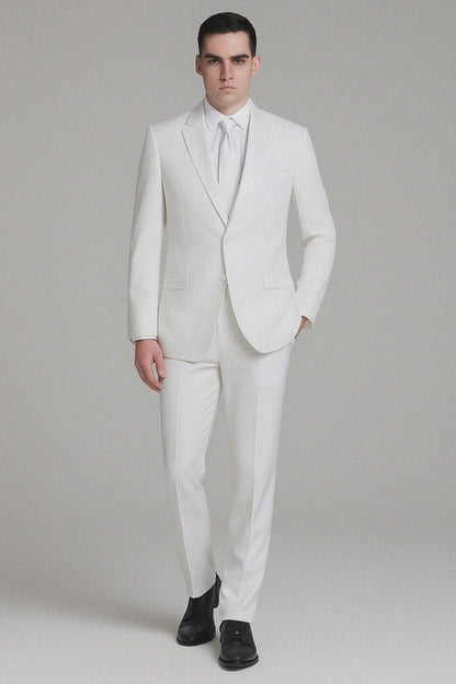 Mens Affordable 2 Button Classic Tuxedo in White