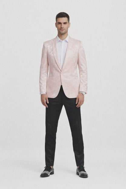 Mens Empire Prom Blazer in Pink Floral Pattern